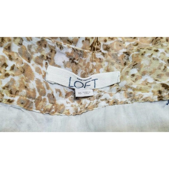 ANN TAYLOR LOFT Brown Beige Watercolor Leopard Animal Print Cotton Skirt 10 - Picture 5 of 6